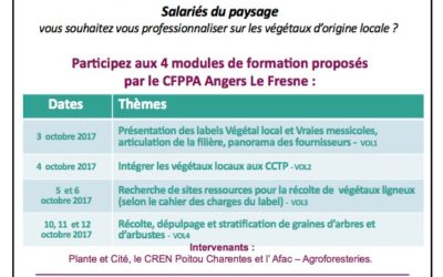 Journées de formation sur les végétaux labellisés “Végétal local” – par le CFPPA Angers le Fresne